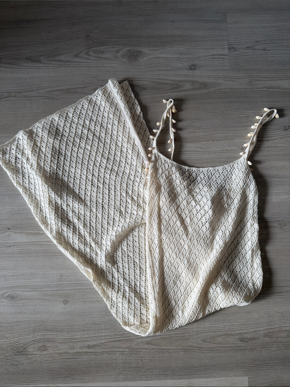 Pitusa Cream Crochet Pukka Shell Swim Cover-Up Dress